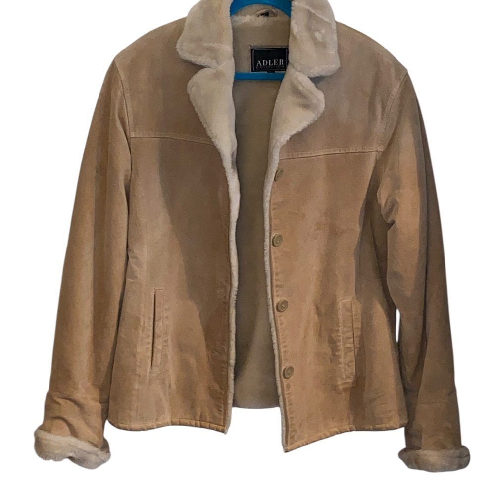 Vintage Adler Collection Suede Leather Jacket soft Faux Sherpa Fur lined Fall - Picture 2 of 10